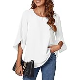 KUOTAI Womens Summer Tops Dressy Casual Shirts 3/4 Sleeve Work Blouse Business Casual Shirts