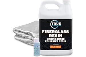 TRUE COMPOSITES: Polyester Resin with 1708 x 38" x 5 Yards Fiberglass, MEKP Hardener, Laminating Repair Kits-Great for Boats, Car Exterior, Canoe, Surfboard, Non-Tacky Finish (1 Gallon kit, 2oz MEK-P)