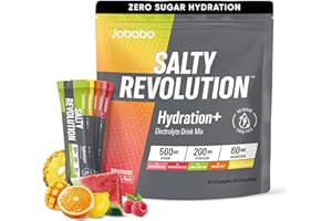 Jobabo Salty Revolution Electrolytes Powder Packets | Keto, Energy & Sports Hydration Support | No Sugar, Gluten-Free | Drink Mix Variety Pack (30 Sticks)
