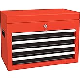 DURHAND 4 Drawer Lockable Tool Box with Metal Latch Closure and Ball Bearing Slides, 18" Portable Tool Chest with Powder Coat