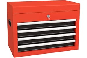 DURHAND 4 Drawer Lockable Tool Box with Metal Latch Closure and Ball Bearing Slides, 18" Portable Tool Chest with Powder Coat
