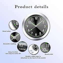 Crynod 2 PCS Mini Car Clock for Dashboard, 1.5In