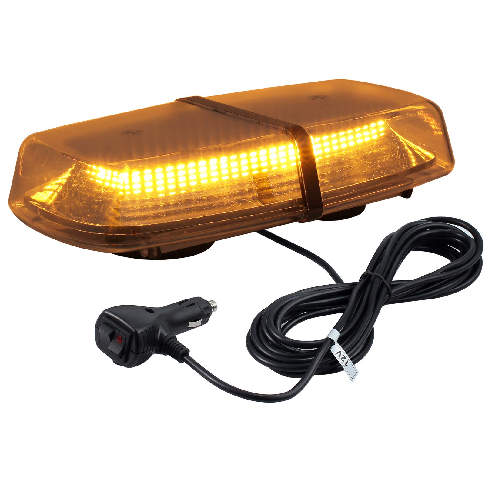 PROZOR Flashing Beacon Lights 72 LEDs 8 Flash Modes Magnetic Amber Strobe Lights IP65 Waterproof with Double Switch 5m/16.4ft Cable Recovery Lights for 12V/24V Car Truck Trailer