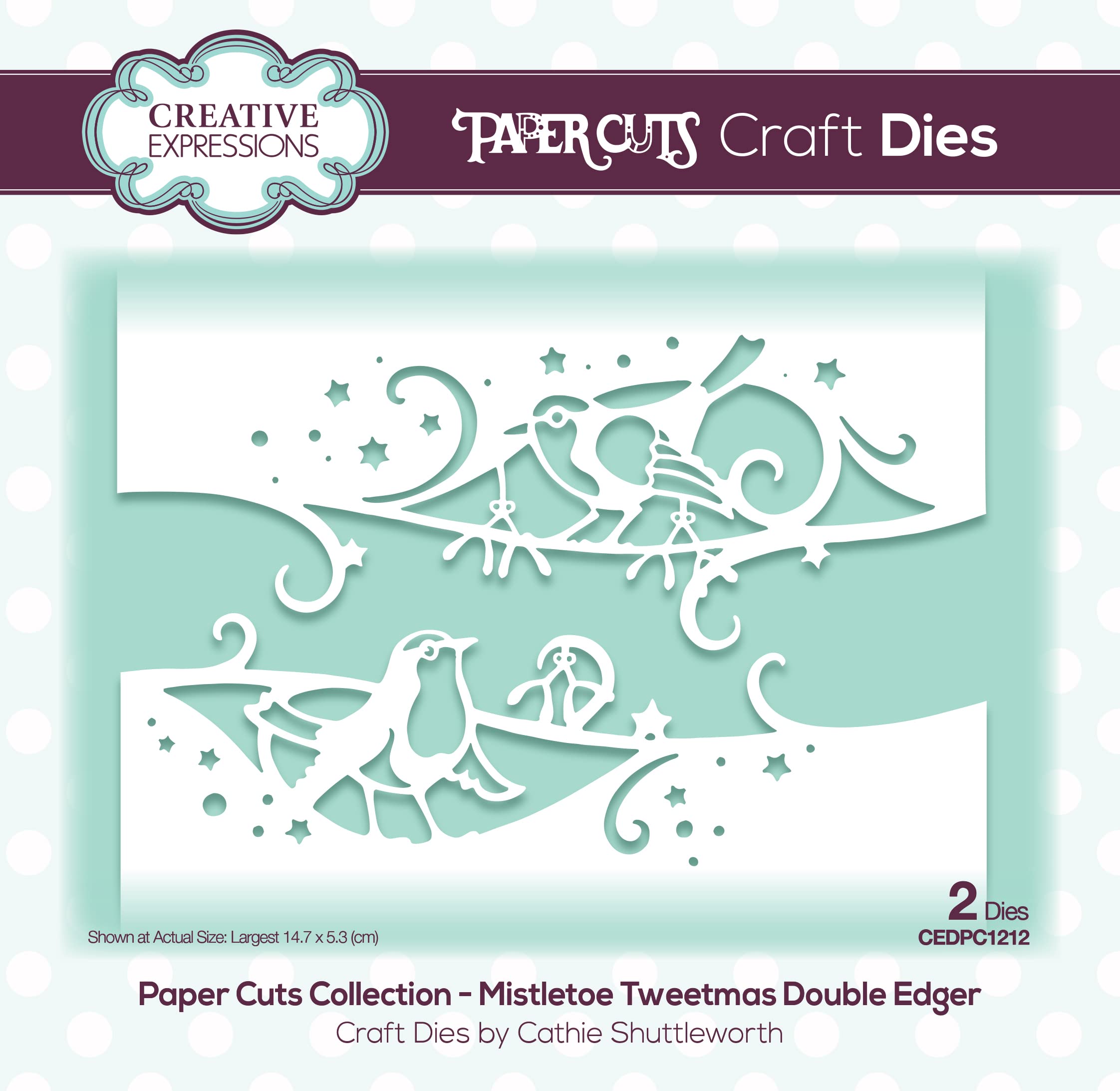 Creative Expressions Paper Cuts Mistletoe Tweetmas Double Edger Craft, Metal, Largest die 14.7 x 5.3 cm