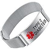 YOTHIWAD Medical Alert Bracelets for Men Women Medical Id Bracelets with Free Laser Engraving Adjustable Stainless Steel Band Magnetic Security Clasp Dual-Side Engraving