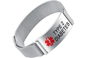 YOTHIWAD Medical Alert Bracelets for Men Women Medical Id Bracelets with Free Laser Engraving Adjustable Stainless Steel Band Magnetic Security Clasp Dual-Side Engraving