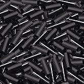 Glass Bugle Beads Penta Angel 1100Pcs /50g Mini Long Tube Seed Beads 2×6mm Small Craft Loose Spacer Beads for Earring Bracelets Necklace Waist Beads Jewelry Making (Black)