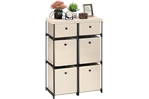MOOACE 6 Drawers Storage Organizer, Fabric Storage Drawers Dresser and Chest of Drawers, Small Dresser Cube Storage Shelf for Closets Living Room Hallway Entryway