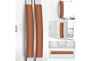 Metonsto Refrigerator Handle Covers, 5PCS Leather Kitchen Appliance Handle Covers, Keep Your Fridge Microwave Oven Stove Dishwasher Clean, Save Your Time, Trimmable and One Size Fits All (Dark Orange)