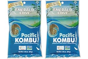 Emerald Cove Pacific Kombu, Premium Dried Seaweed Strips (Kelp), Great for Dashi Stock, Non-GMO, 1.76 oz (2 pk)