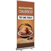 Food Retractable Stand Banner by DC | 33"x81" Roll-Up Display | Mouthwatering Churros Try One Todaay Vertical Pull-Up Banner for Trade Shows &amp; Events | Made in USA | (Stand Not Included)