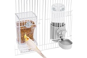 lemtrflo No Mess Bird Feeder Water Dispenser Set, Bird Feeder for Cage, Cage Accessories for Cockatiels, Finches, Budgies and Canaries