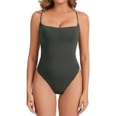 VEXELEA Womens Sexy Square Neck Thong Bodysuit Backless Cami Bodysuit Top