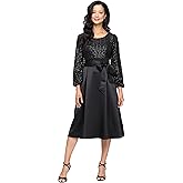 Alex Evenings Womens Plus Size Satin Ballgown Dress with Sleeve