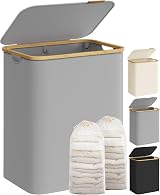 SONGMICS 130L 2-Section Laundry Hamper with Lid Dove Grey LCB513G01