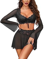 Avidlove Women's Sexy Contrast Lace Mesh Lingerie