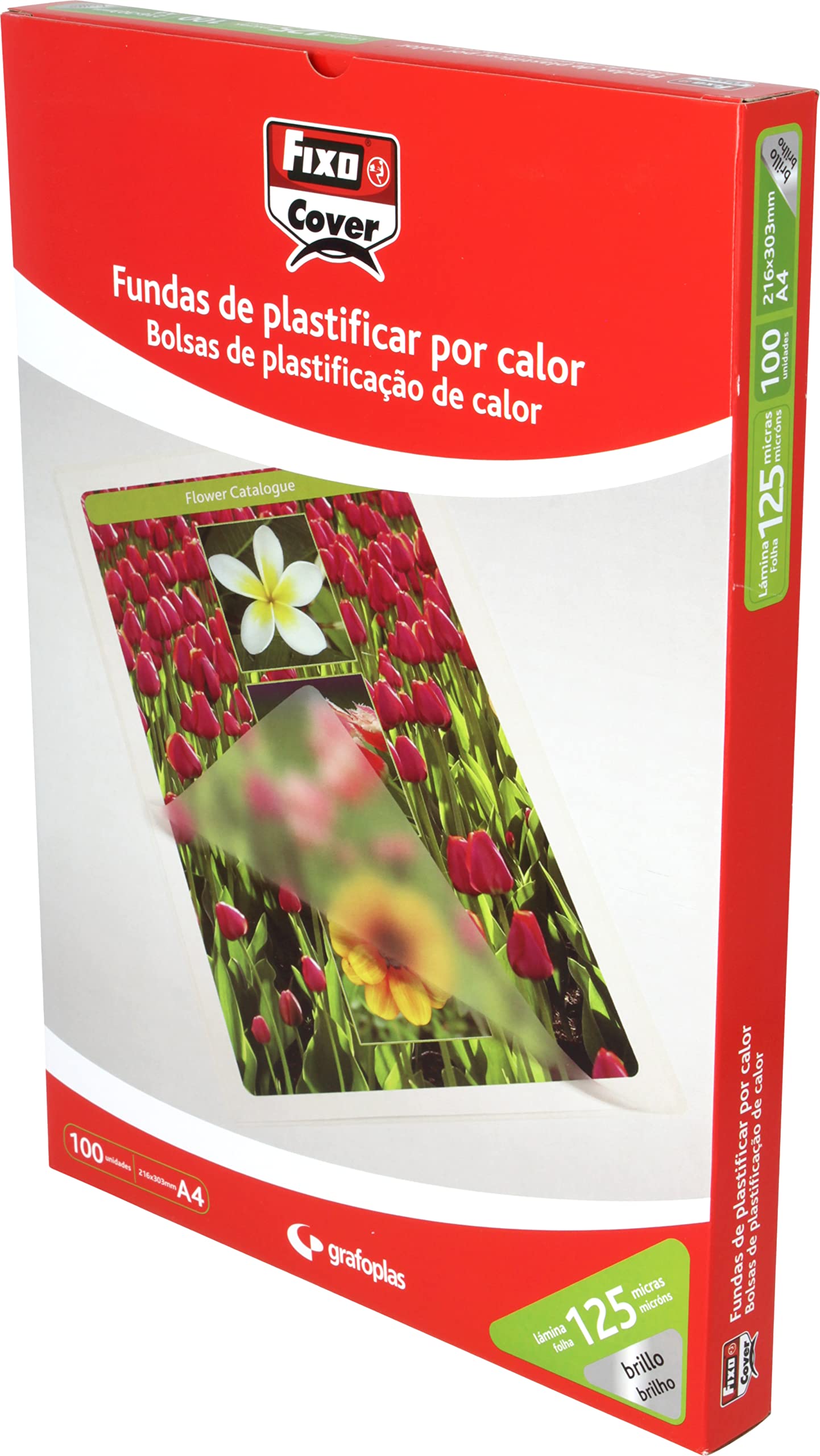 Fixo 1021100 – Box of 100 A4 Laminating Pouch A4, Gloss, 216 x 303 mm, 125 My