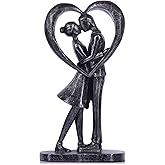 Resin Couple statue for Bedroom Decor,Romantic Couple Figurine,Gift for Weddings Valentine's Day and Anniversaries Decoration Figurine for Girlfriend,Bridal Shower,Engagement Gifts for Couples (Black)