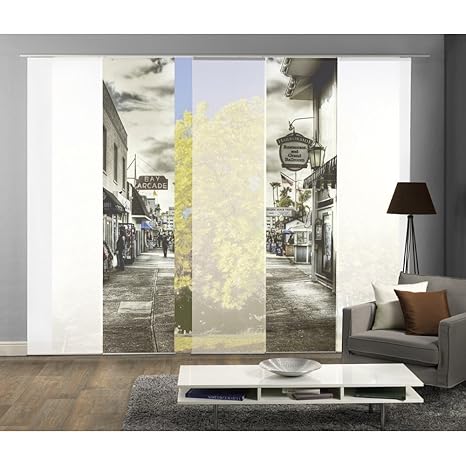 5er-Set Flächenvorhang | BALLROOM | Höhe 245 cm | 4x Dekostoff blickdicht/1x transparent