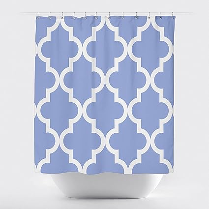 Amazon Com Scalloped Shower Curtain Large White On Periwinkle By