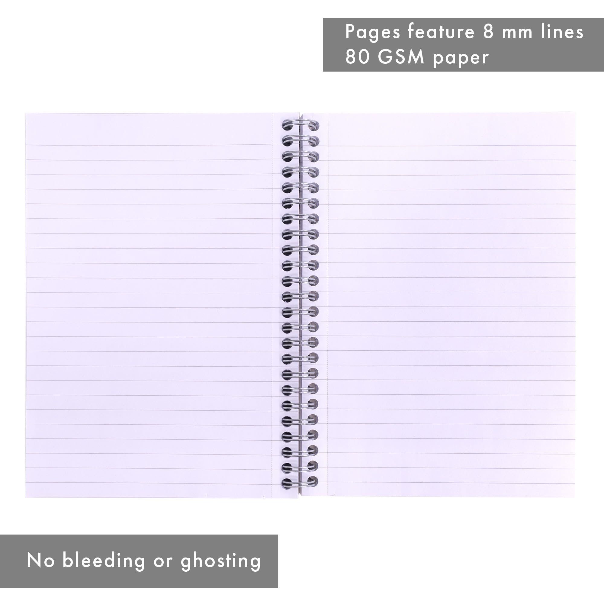 Pukka Pad, A5 Metallic Jotta notizbuch 3er-Pack für Zuhause, Schule und Büro – 15 x 21 cm – spiralbindung Notizbuch mit 8 mm Liniert und 80 g/m² Papier – mit perforierten Kanten – 200 Seiten, grün 6