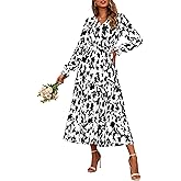 BTFBM Women Fall Dresses 2025 Casual Long Sleeve V Neck Maxi Dresses Floral Boho Long Dress Wedding Guest Dress