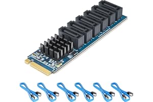 #10Gtek# M.2 (M Key) to 6xSATA Adapter, with 6 SATA Cables, SATA3.0, NO-Riad, for Desktop PC Support SSD and HDD