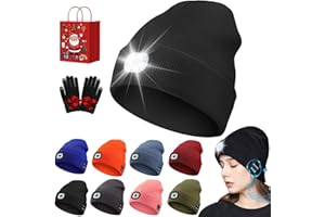 Peel-Off Led Headlamp Bluetooth Headset Knit Cap, 3-in-1 Function Bluetooth Beanie with Light and Bluetooth Headphones