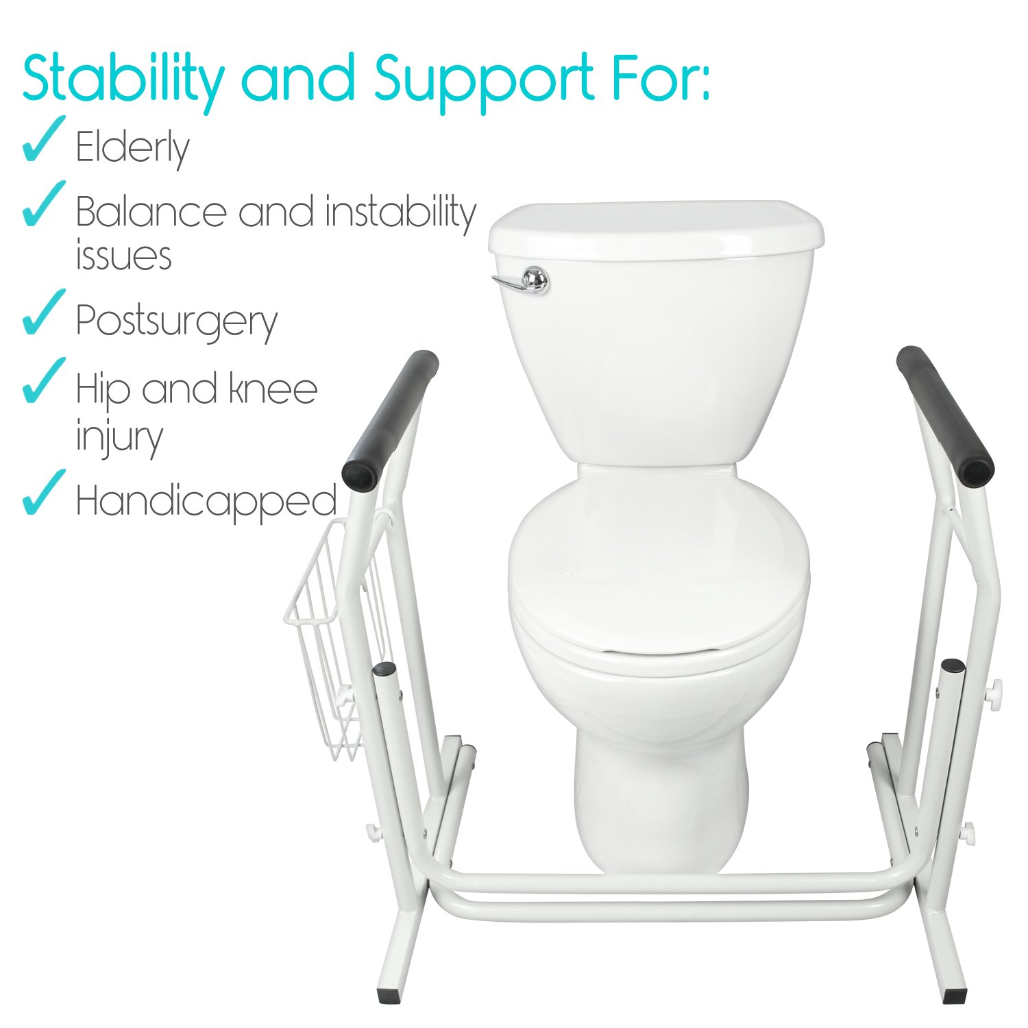 Stand Alone Toilet Rail by Vive Medical Bathroom Safety Assist Frame