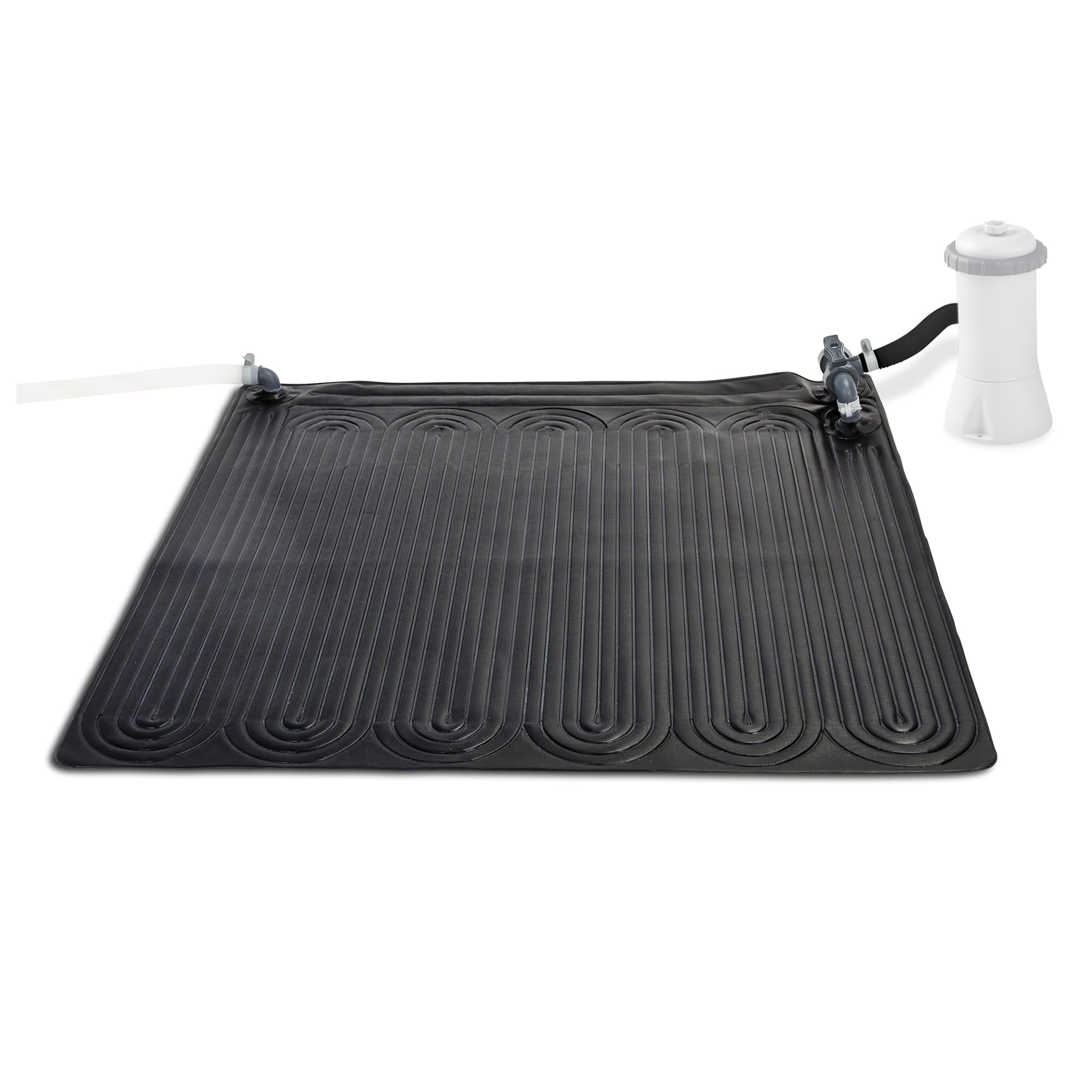 intex 28685e 47 inch x 47 inch solar pool water heater mat for 8,000 gallon above ground swimming pool with hose attachment and adaptors, black
