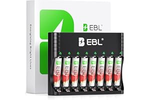 EBL Rechargeable AAA Batteries, 8 Pack Triple A Batteries 1300mWh Long Lasting with 1.5V & 1.2V Fast Charger for AA AAA Ni-MH