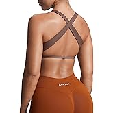 Aoxjox Women's Workout Sports Bras Square Neck Emma Cross Back Fitness Training Gym Bra Yoga Crop Tank