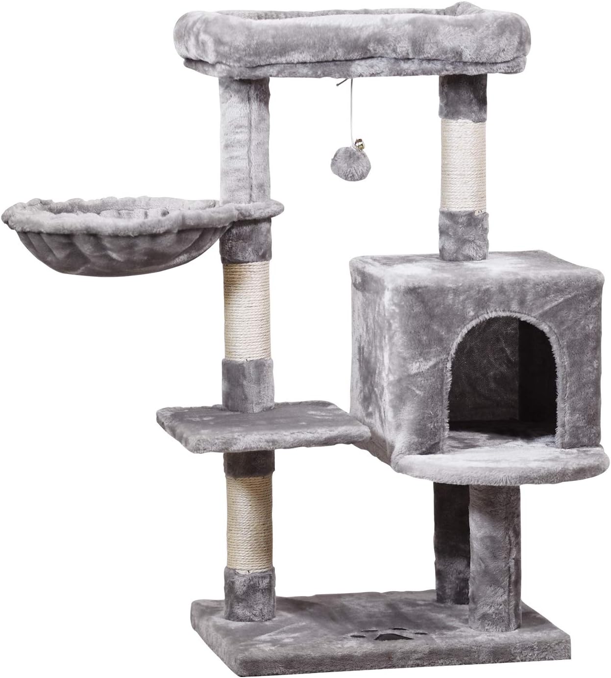 JISSBON Cat Tree Cat Tower with Padded Plush Perches, Condo, Hammock