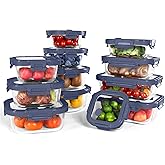 BOROHOUSE 12-Pack Glass Containers with Tempered Lids – Borosilicate, Oven-Safe(-4°F~950°F), Airtight, BPA-Free, Multi-Size for Meal Prep, Dishwasher Safe (Blue)