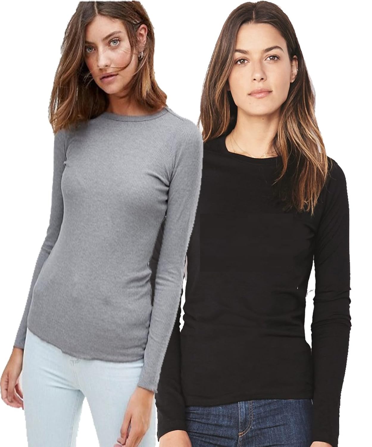 avaatar women full sleeve t shirt combo pack of 2 (grey, black)