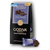 Godiva Masterpiece Dark Chocolate Bag, Ganache Center, Kosher, 7oz | Individually wrapped, Dark chocolate ganache, Kosher, Halal, Black &amp; purple bag with gold foil, Approx 22 pieces