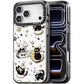 Bouvardia for iPhone 17 Pro Max Case, Cute Design for Women & Girls, Protective & Aesthetic, Gray Bumper - Cats & Stars