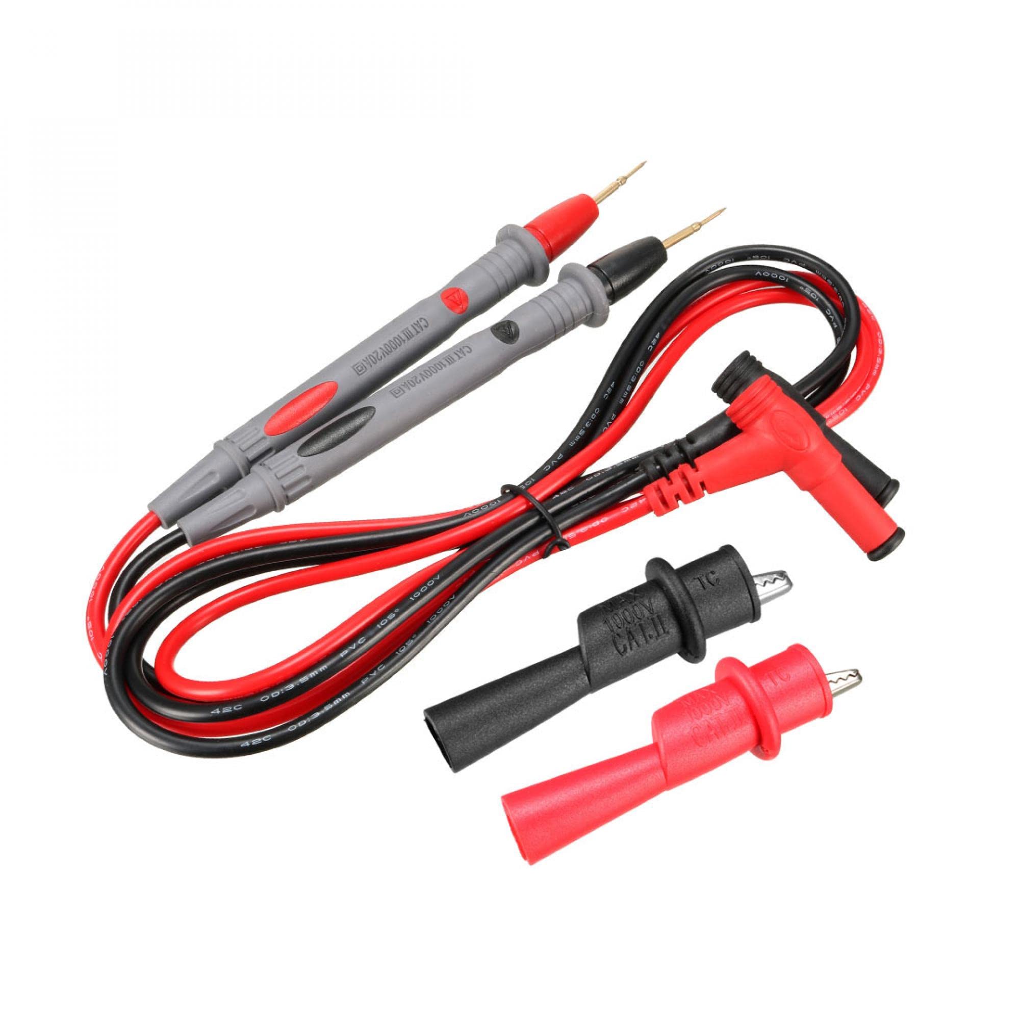 sourcing map Multimeter Test Leads, Digital Multimeter Probe Tester Lead Wire Pen Cable with Alligator Clips,1000V 20A, 4-in-1 Set