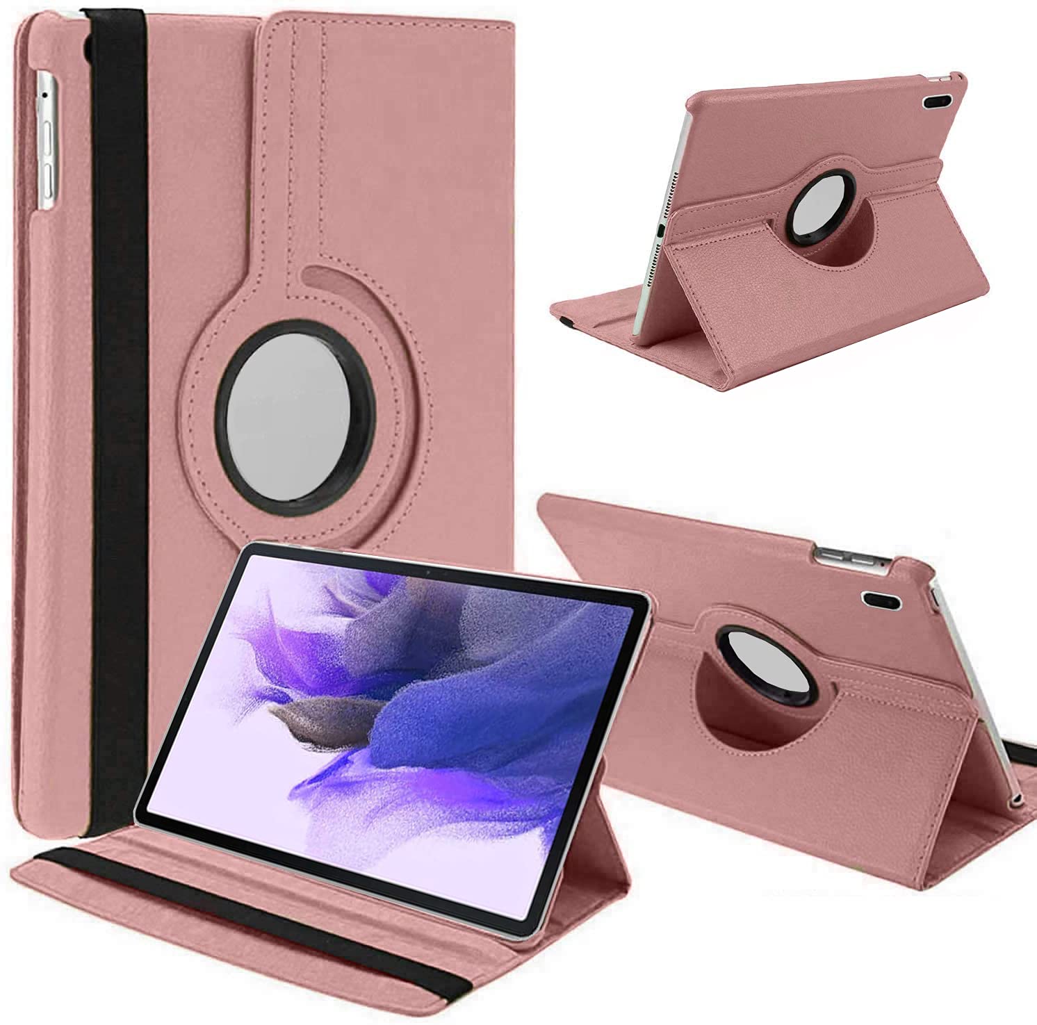 KP TECHNOLOGY Case for Galaxy Tab S8 Plus 12.4" 2022 / Galaxy Tab S7 FE 12.4" 2021, Leather Smart Folio 360 Case for Samsung Galaxy Tab S7 FE/Samsung Galaxy S8 Plus 12.4" Tablet (ROSE GOLD)