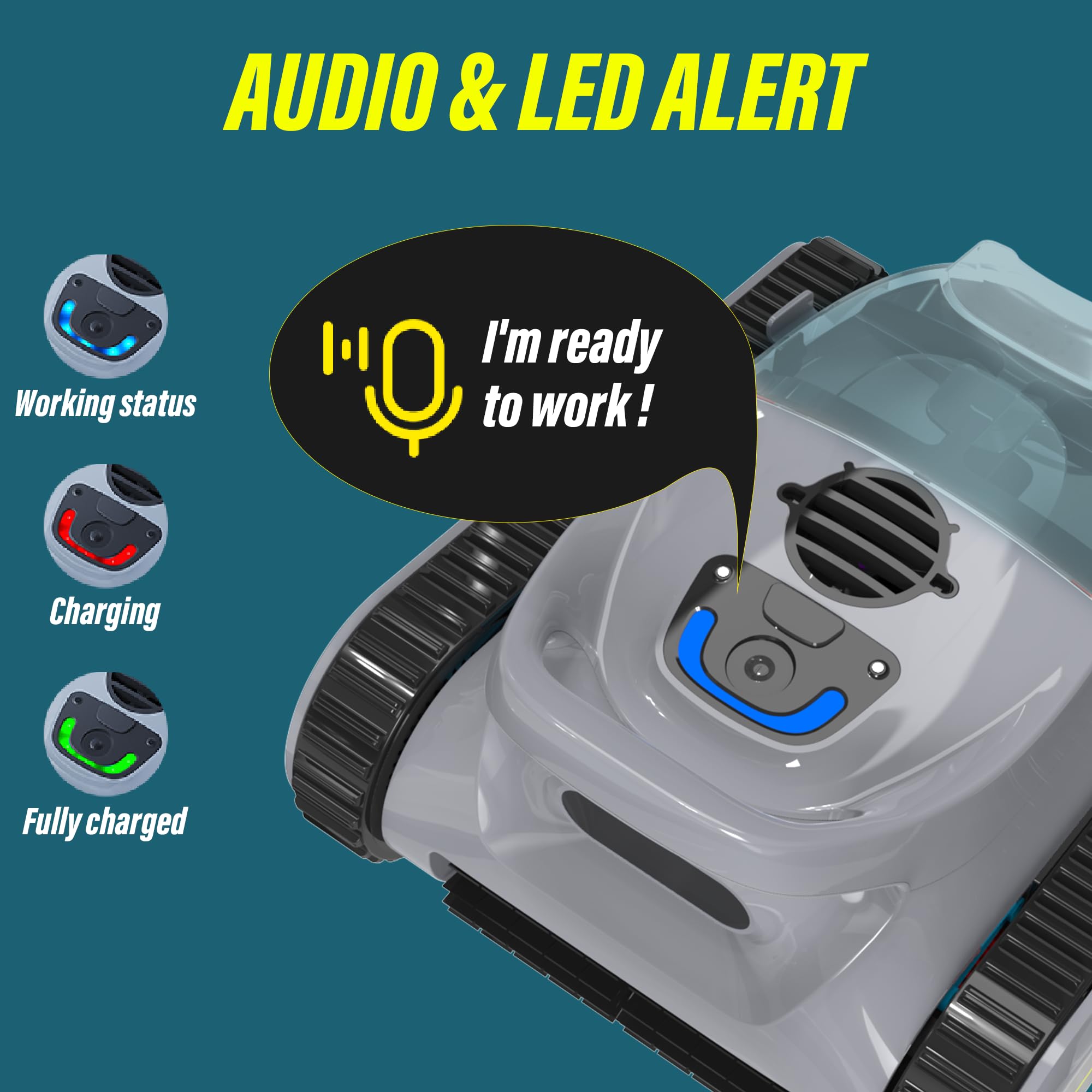 Seauto Seal SE Robotic Pool Vacuum-Intelligent Path Planning Automatic Pool Cleaner, Working Time Up to 2-2.5 Hours Cordless Pool Vacuum, Suitable for Walls and Floors of 2150 Square Feet Pool(Purple)