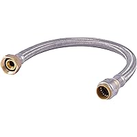 SharkBite Max 3/4 Inch x 1 Inch FIP x 24 Inch Stainless Steel Braided Flexible Water Softener Connector, Push to Connect Bras