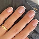 Modelones Extra Short Press on Nails, French Tips Squoval Fake Nails | Reusable Nail Kit, Salon Quality Nails, Natural Comfortable Fit, Up to 3 Weeks wear, 32Pcs 16Sizes, White Fall Women Gift