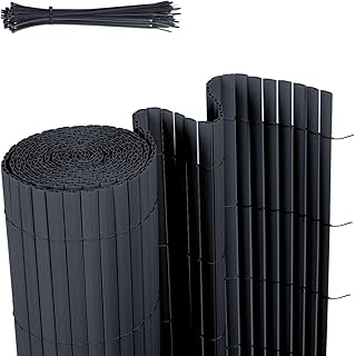 Sekey PVC Sichtschutzmatte Sichtschutzzaun Wetterfest Verstärkt Starke Privatsphäre für Garten, Balkon und Terrasse, mit Strukturierte Oberfläche, mit Kabelbindern, 100 x 500 cm, Anthrazit