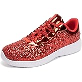 Lxuan Women's Glitter Sneakers Shoes Lightweight Tennis Shoes Metallic Sequin Walking Shoes