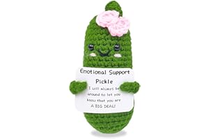 SIMXEHAY Emotional Encouraging Support Pickle,Funny Encouraging Pickle with Emotional Encouraging Card,Cute Knitted Crochet Dolls Soft Plush for Friend Gifts (Pickle)