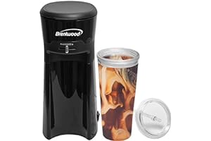 Brentwood KT-2121 Single-Serve Iced Coffee and Tea Maker with 20oz Tumbler and Reusable Filter, Black