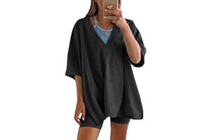 Lianlive 2 Piece Outfits Women's Oversized T-Shirts Biker Short Sets Hot Shot Reversible Set