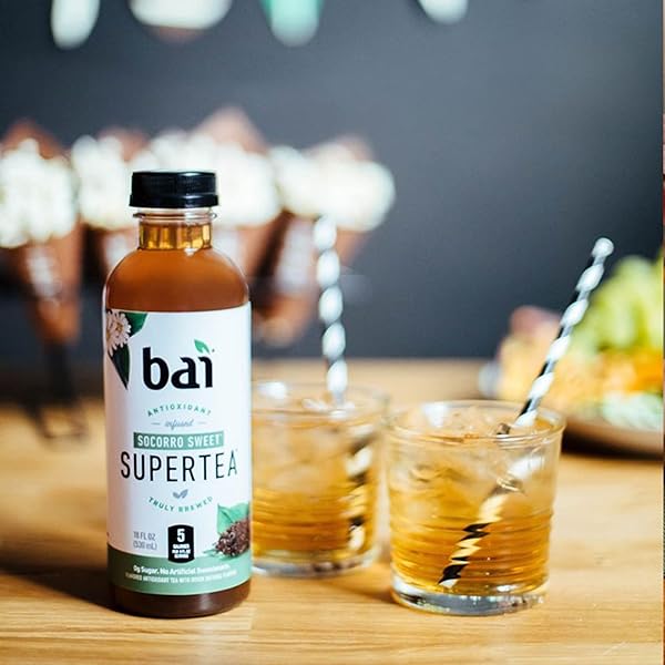 BAI ICED TEA, SOCORRO SWEET, ANTIOXIDANT INFUSED SUPERTEA, CRAFTED WITH REAL TEA (BLACK TEA, WHITE TEA), 18 FLUID OUNCE BOTTLES, 12 COUNT (PACK OF 1)