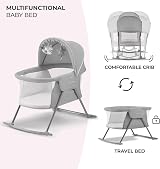 Kinderkraft LOVI 3in1 Baby Crib Cradle Travel Cot Rocker Gray 0-9 kg view 4
