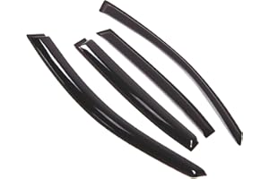 TuningPros Outside Mount Window Vent Visors Rain Guards Compatible with BMW 323i 328xi 330Ci 330i 2006-11 | Side Window Wind Deflectors Rain Shields | Smoke Tinted, 4 Pcs Set, DGWV-483